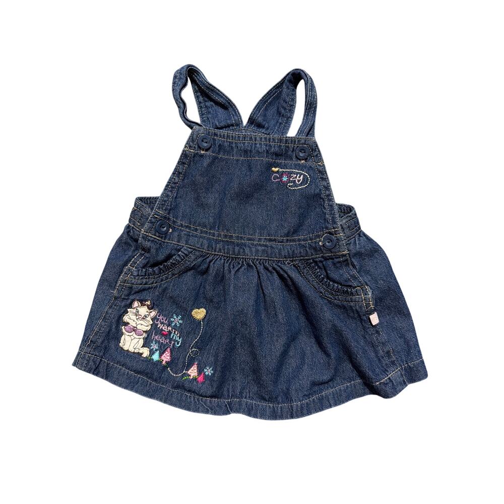 Vintage Disney Aristocats Denim Overalls Baby Girl Size 6-9 Months